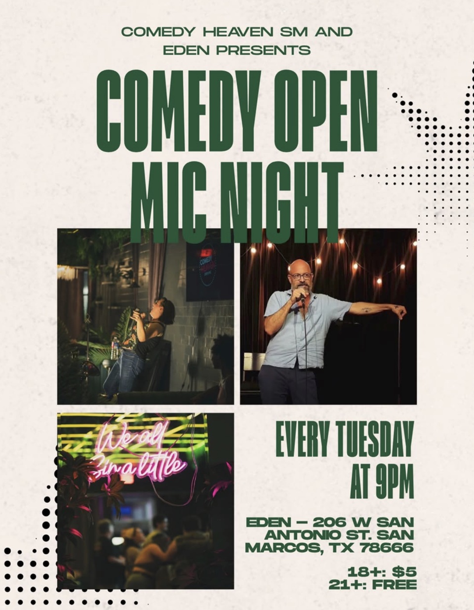 Comedy Open Mic Night at Eden Nightclub and Cocktail Lounge