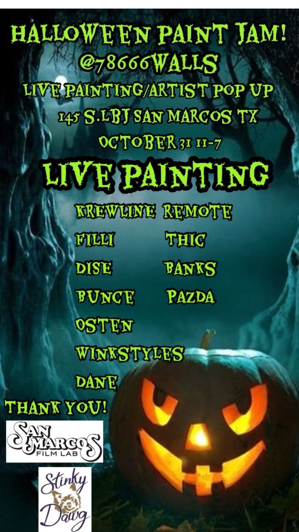 Halloween Paint Jam at San Marcos Film Lab