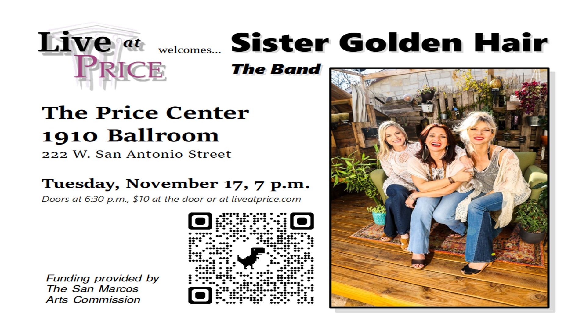 Live@Price: Sister Golden Hair - The Band at The Price Center